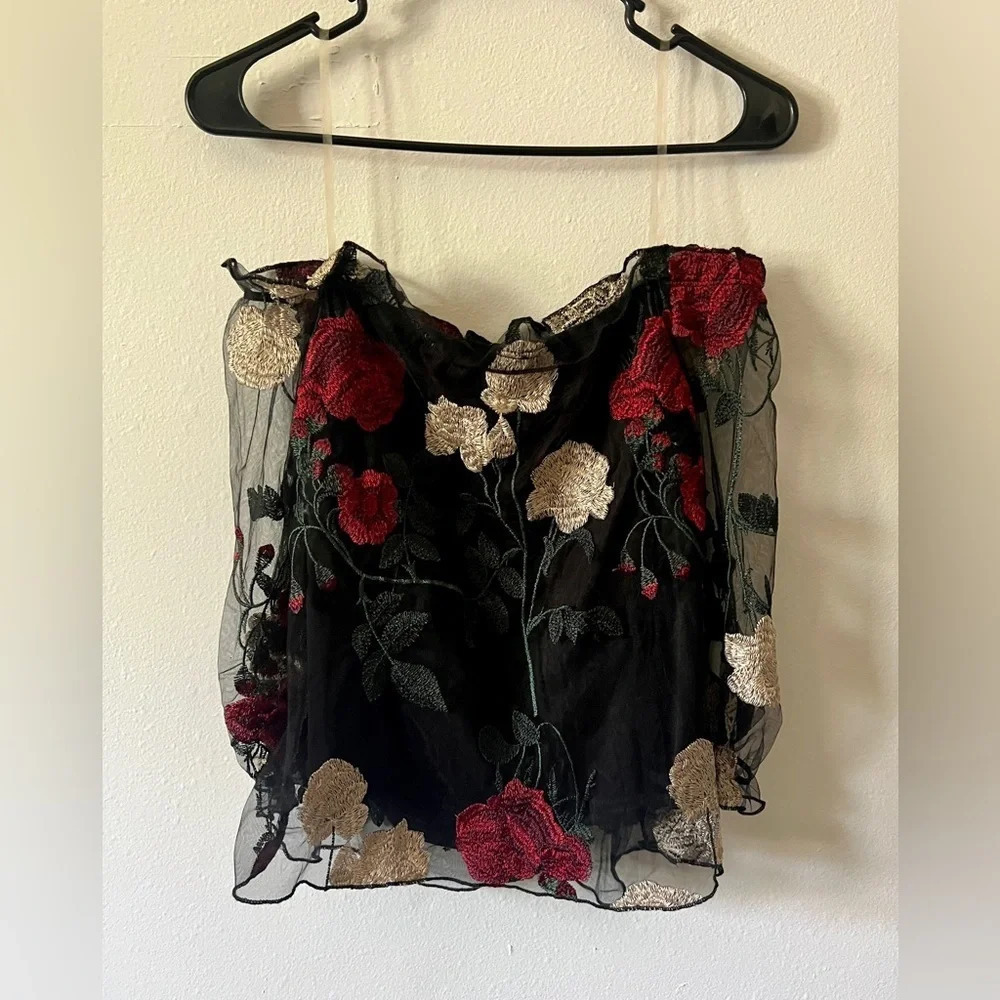 Charlotte Russe Sheer Floral Off Shoulder Blouse - XS - Picture 3 of 5